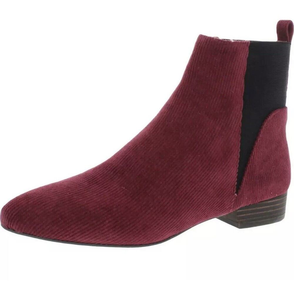 Lucky Brand Chelsea Boots Womens Gleldo Corduroy Ankle Shoes Size 10 Raisin Red